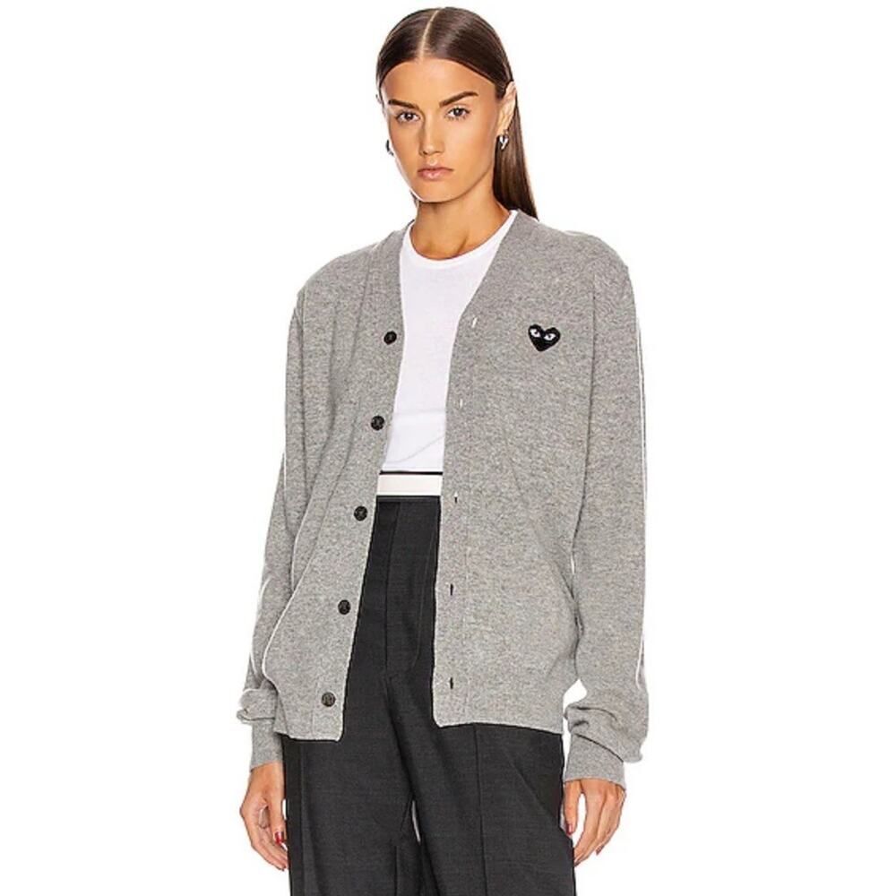 Comme des Garçons PLAY Black Heart Wool Cardigan Sweater Gray Women’s M